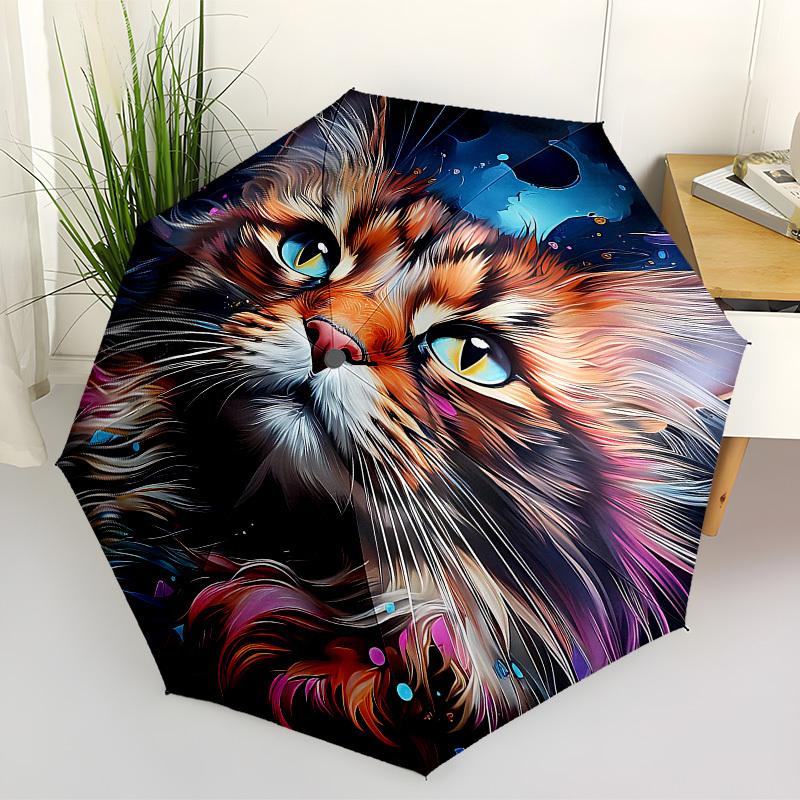 

1PC Feline Whiskers Automatic Folding Umbrella - Compact 8-Rib Design, Durable Plastic & Iron, Lightweight for Outdoor Daily Use093