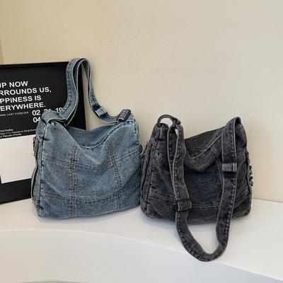 Denim Bag Large Capacity Student School Bag Women's Crossbody Shoulder Bag