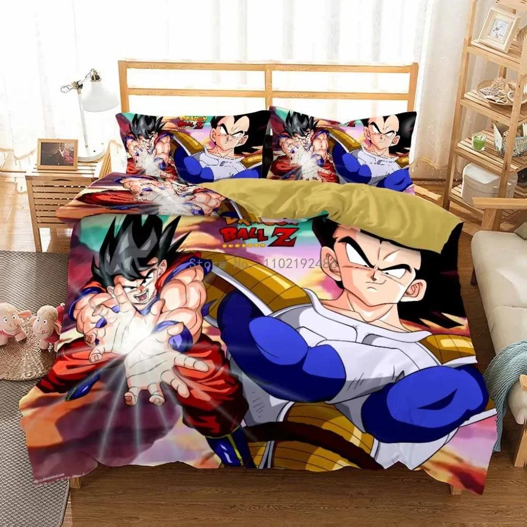 2D Print Anime Dragon Ball Super Saiyan Son Goku Duvet Cover Bedding Set Double Twin For Kids Bedclothes Quilt Cover Gi