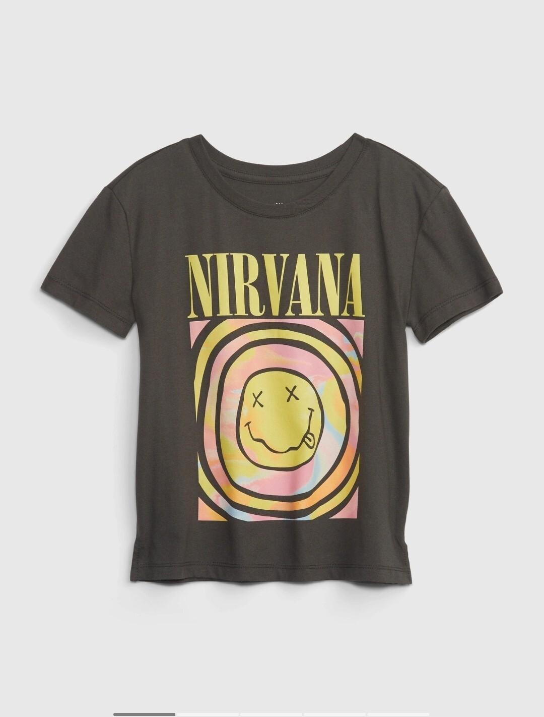 26 New Nirvana Smiley Face Gap Girls Size Medium Relaxed T-shirt Unisex T-Shirt XXXXL