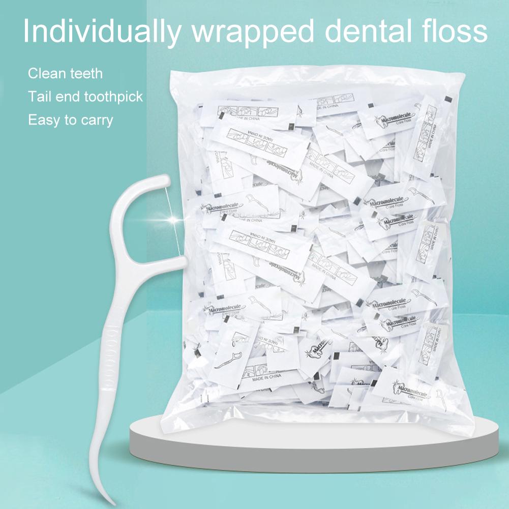 500pcs Disposable Dental Floss Stick Teeth Stain Removal Floss Oral Care Tool