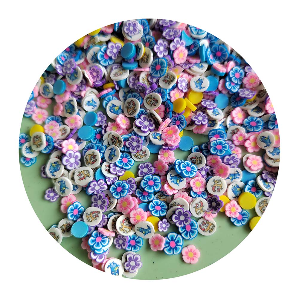 Round Shape Cute Flower Charms DIY Mixed 1kg Sports Team Clay Decor Fan Merchandise Spirit Collection