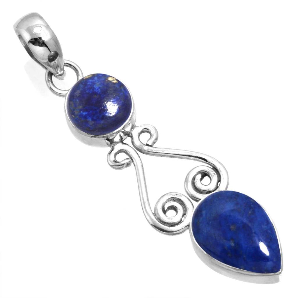 925 Sterling Silver Pendant Women Gemstone Handmade Jewelry Engagement Gift Blue Green Purple Copper Turquoise Pearl Lapis Mother Of Pearl Boho