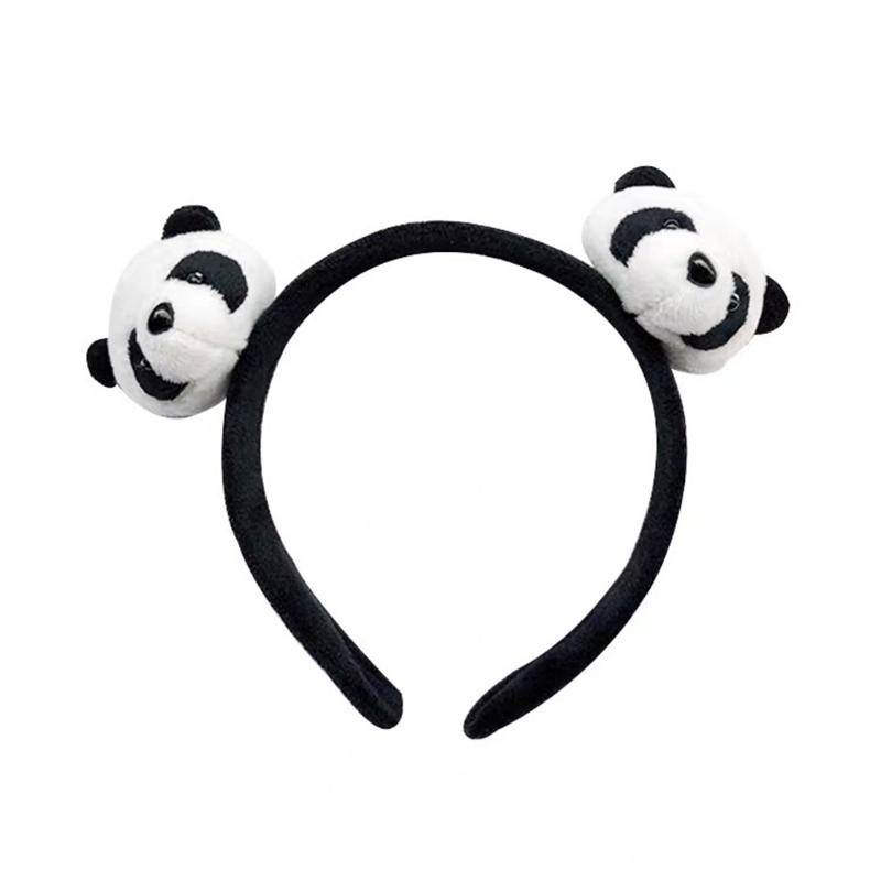 Cartoon Panda Hair Hoop Headband Furry Hairpin Scrunchie Barrette Alloy Brooch Styling Accessories for Women Girls