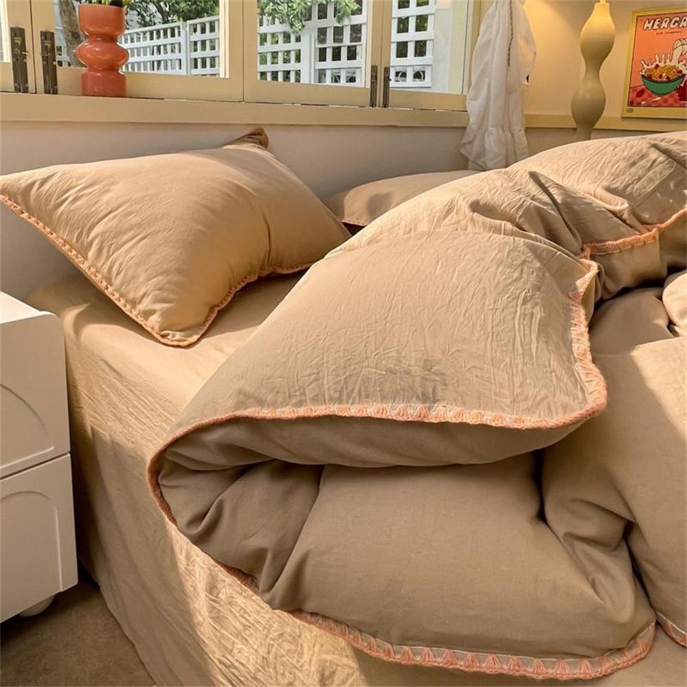 

Ins Style Coffee Color Bedding Sheet Nordic Duvet Cover Set Home Luxury Bedding Set Bed Sheets Comfortable Bedspread 150x200 3pcs зелёный