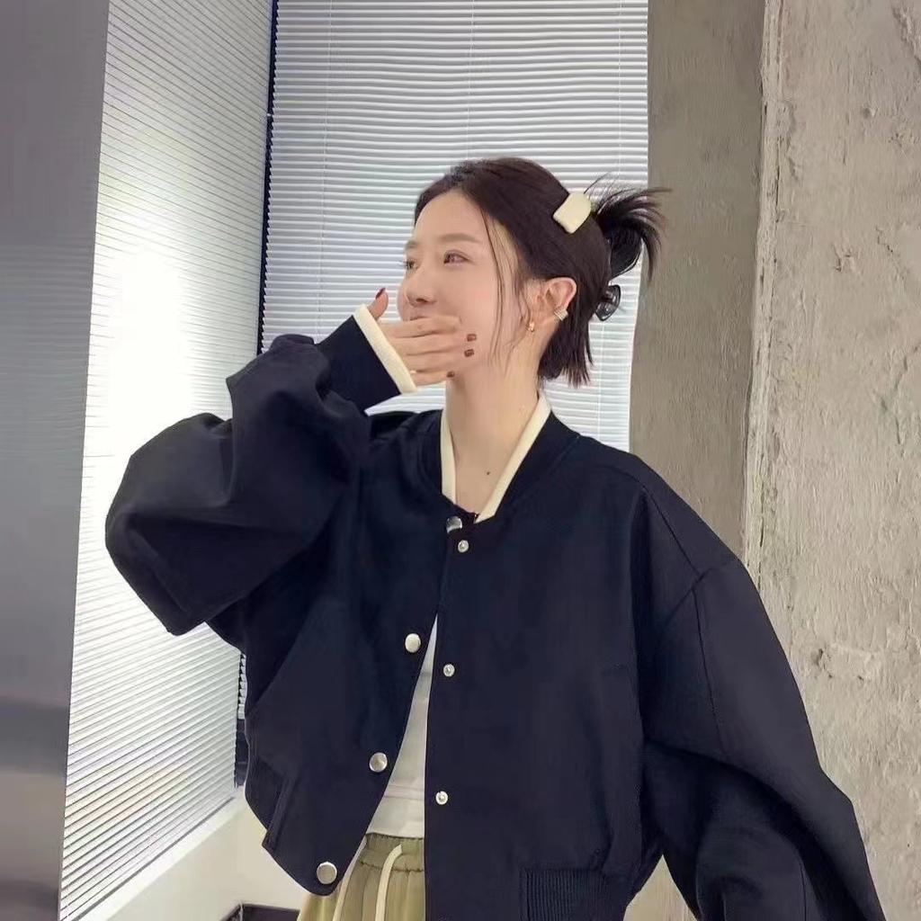 Export Spring Autumn Baseball Jacket Women Preppy Style Korean Loose Personalized Handsome Coat Cardigan Top Thin
