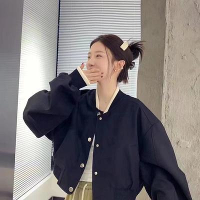 Export Spring Autumn Baseball Jacket Women Preppy Style Korean Loose Personalized Handsome Coat Cardigan Top Thin