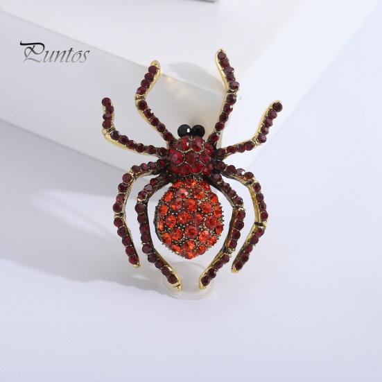 Örümcek Broş Parlak Yapay Elmas Dekor Gerçekçi Örümcek Şekli Elbise Yaka Dekorasyon Anti-pas Alaşım Hafif Giysiler Takı Bayan Hediye