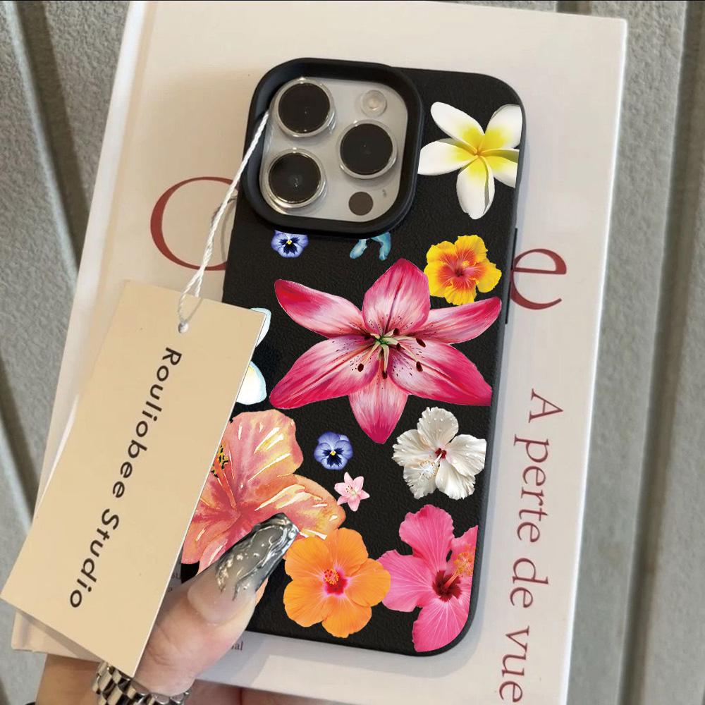 

ГОРЯЧИЙ Роскошный чехол для телефона с узором из кожи Гардении, Лилии, Личи Для Redmi Note 14 13 12 11 10 9 8 Pro Plus 4G 5G Ударопрочный чехол Note 13 4G