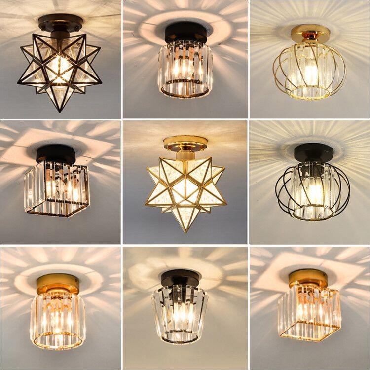 Crystal Ceiling Light for Modern Spaces - Elegant, Simple, Nordic Design for Corridors, Balconies, Entrances, and Bedrooms