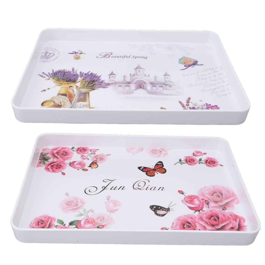 Plastic Serving Tray Rectangular 15.4x10.6in Reusable Food Platter for Snack Fruit Cookies Desserts 