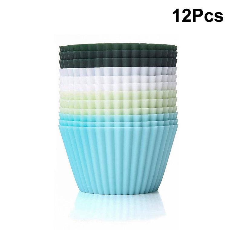 12/24Pcs Silicone Cake Mold Round Shape Muffin Cupcake Baking Molds Pudding Jelly Cup Pastry Home Kitchen Bakeware Bpa Free