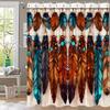 1Pc Colorful Bohemian Feather Print Shower Curtain Partition Privacy Hanging Bathroom Curtain With 12 Hooks Machine Washable