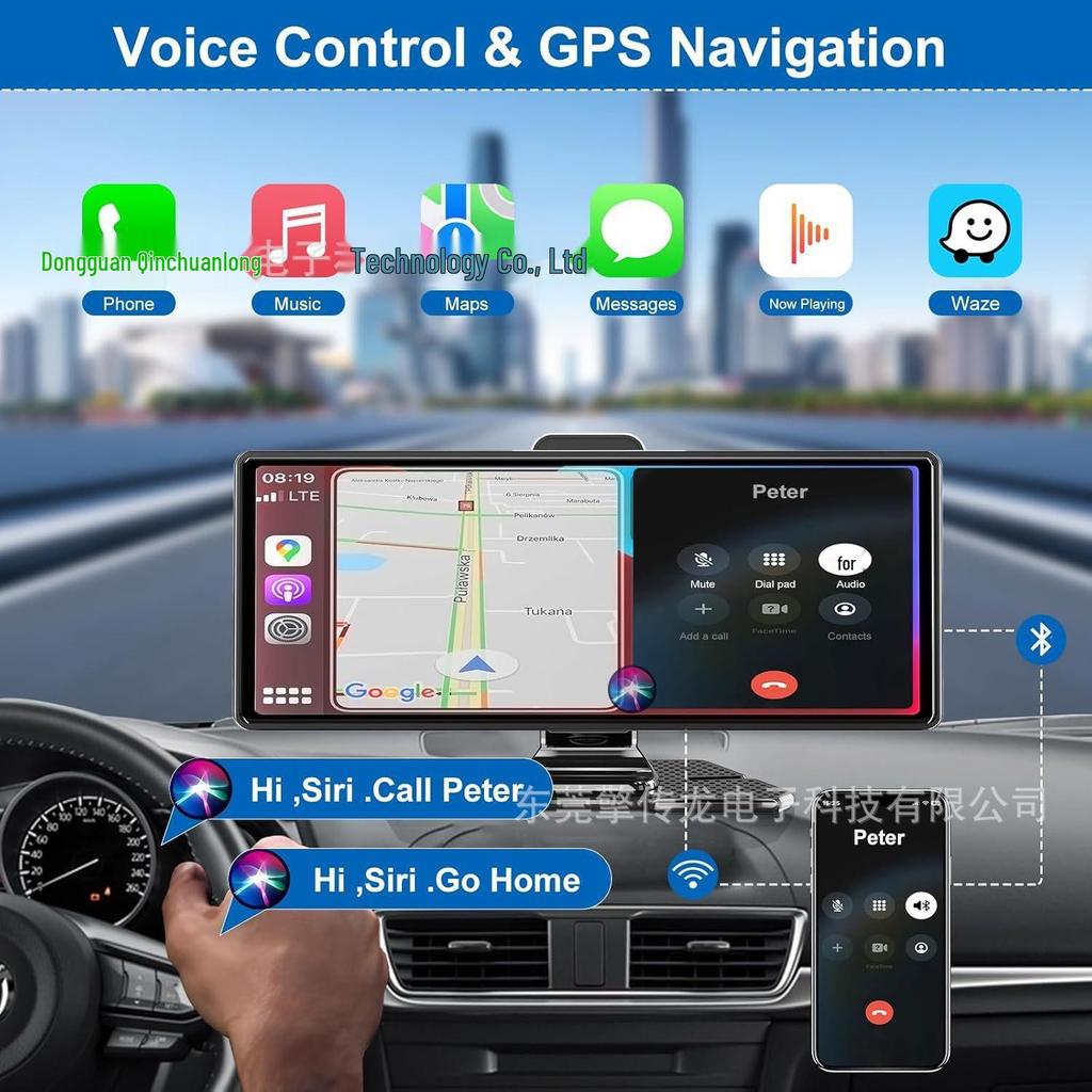 10.26" CarPlay Navigation & 4K Dual Dash Cam with Reversing Image