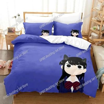 Anime Komi Can'T Communicate Bettwäsche-Set Schlafzimmer Weich Modern Bettüberwürfe Bequem Kinder Bettbezug Deckenbezug Und Kissenbezug