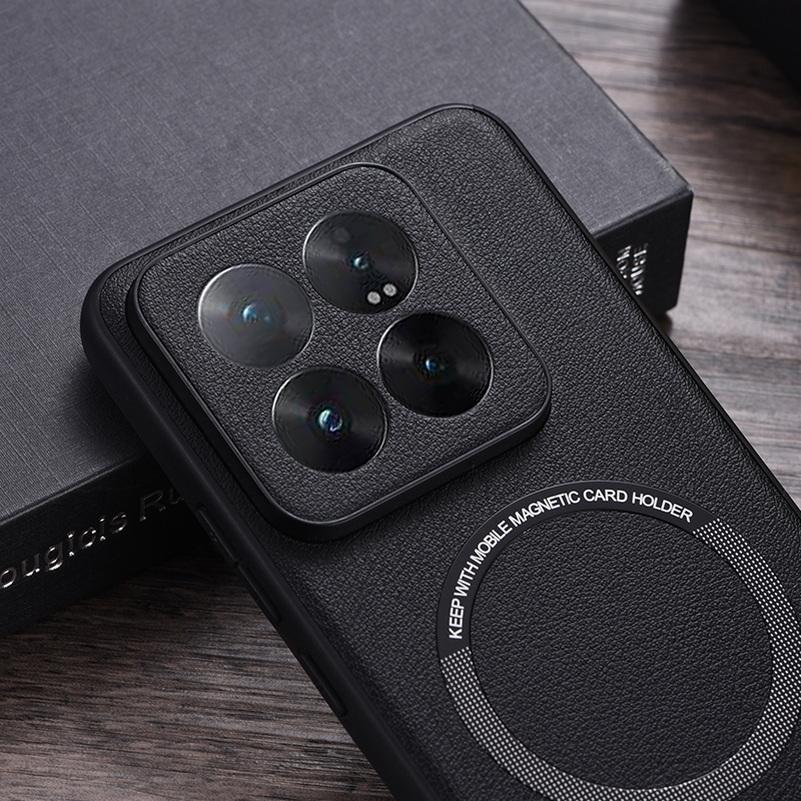 Magsafe Magnetic Wireless Charging Case For Xiaomi 15 Ultra Mi 15 Pro 14T Pro 14  PU Leather Cover