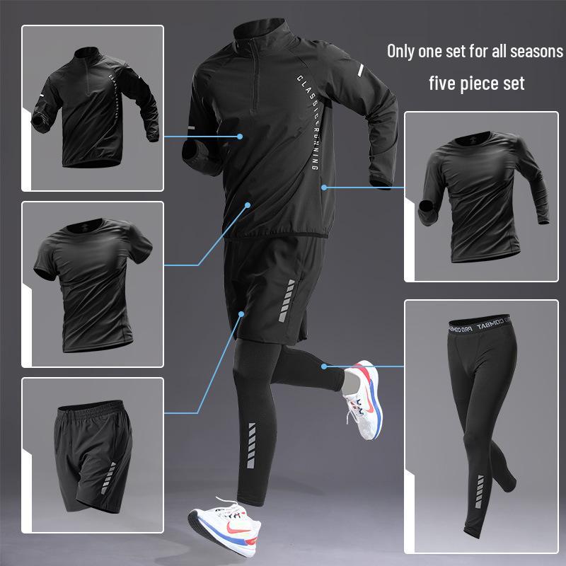 Erkekler İçin Hızlı Kuruyan Buz İpeği Yaz Spor Seti: Kısa Kollu Tişört, Koşu Yeleği, Bisiklet Ekipmanları