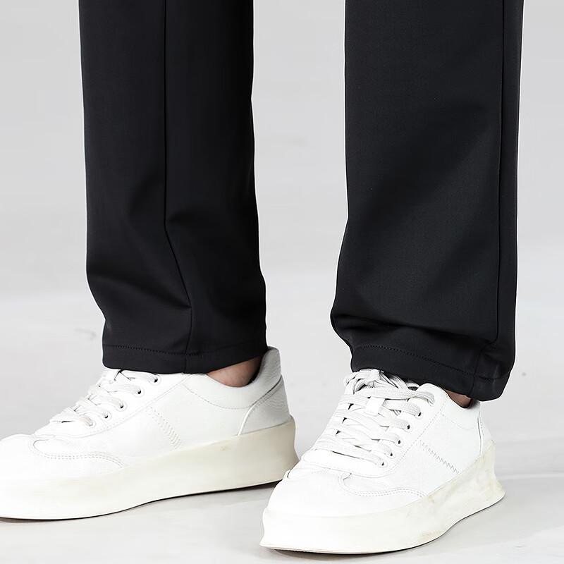 FAPAI Men's Easy-Care Business Casual Straight-Leg Trousers