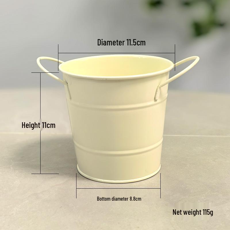 

Держатель для ручек из кованого железа с двумя ушками и горшок для суккулентов - Мини настольное украшение для хранения Milky White