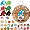 32pcs/set Gnome Welcome Sign Interchangeable Wooden Christmas Sign Holiday Decor With Magnet Pieces And Detachable Hats