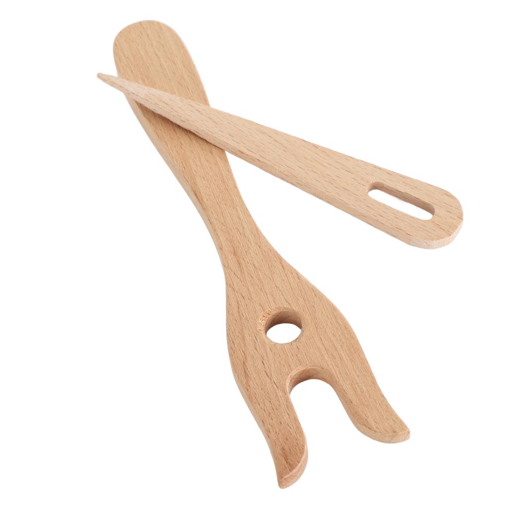 2Pcs Knitting Fork and Eye Needle Kit Multifunctional Wood Weaving Crochet for Jewelry Toys Dresses Weaving Tool