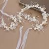 Bridal Pearl Hair Headdress Flower Wreath Bride Garland Head Hoop Headbands Hair Jewelry