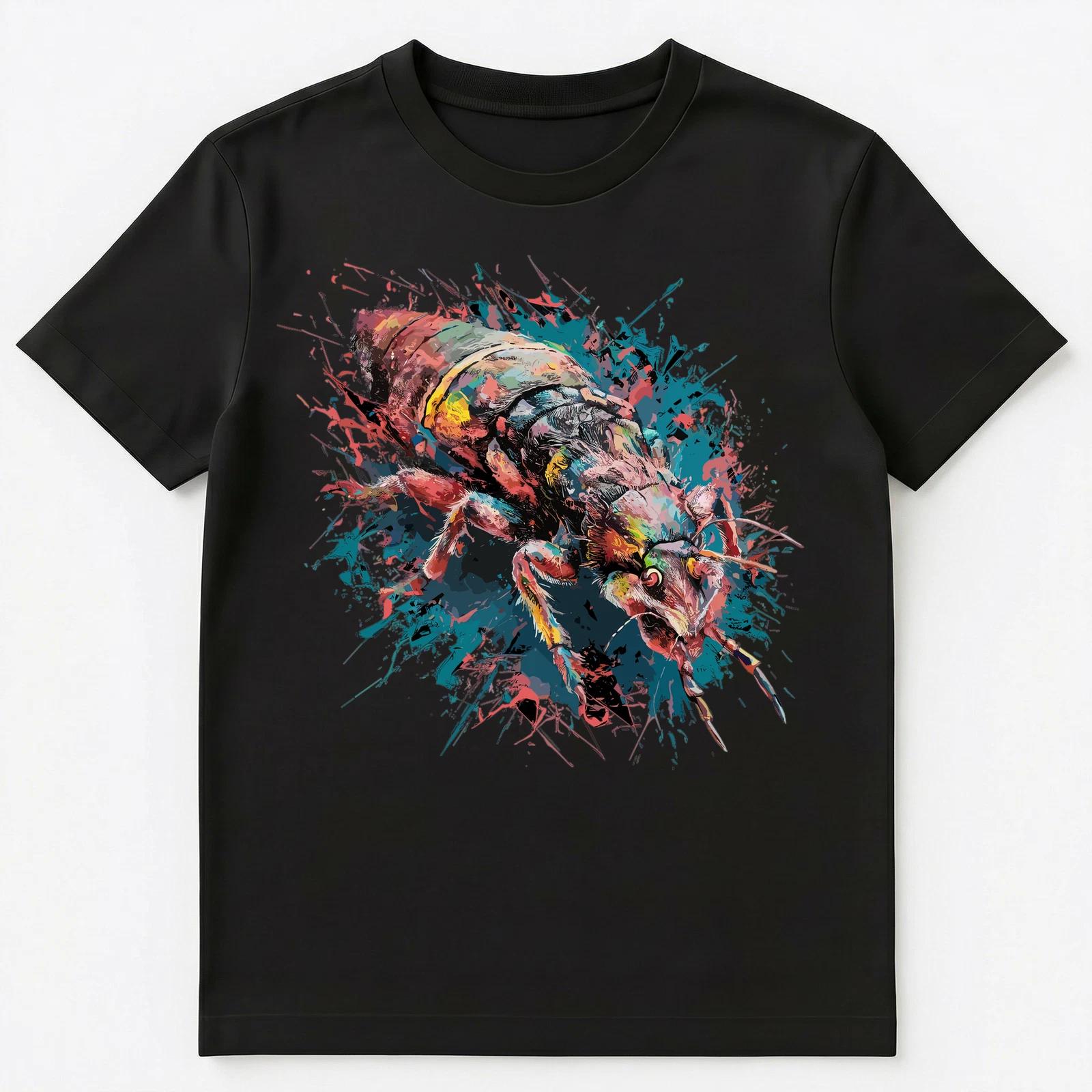 Colorful Paint Splash Earwig Art Graphic Unisex T-Shirt L
