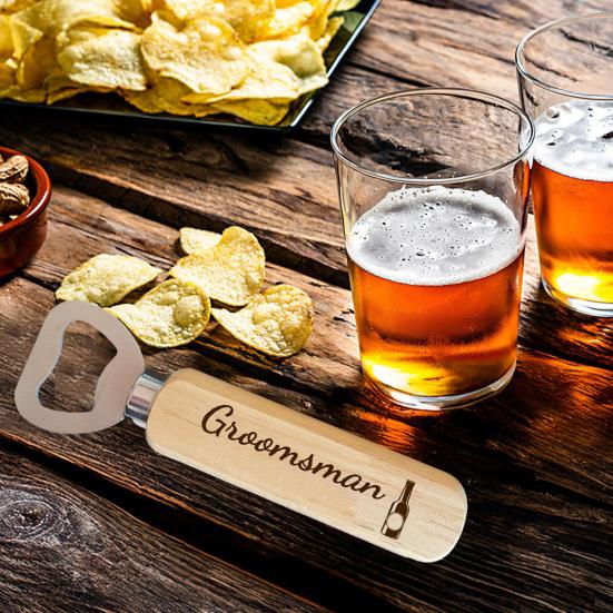 Bottle Openers with Wooden Handle Bartender Bottle Opener Engraved Beer Bottle Opener for Guests Wedding Birthday Party
