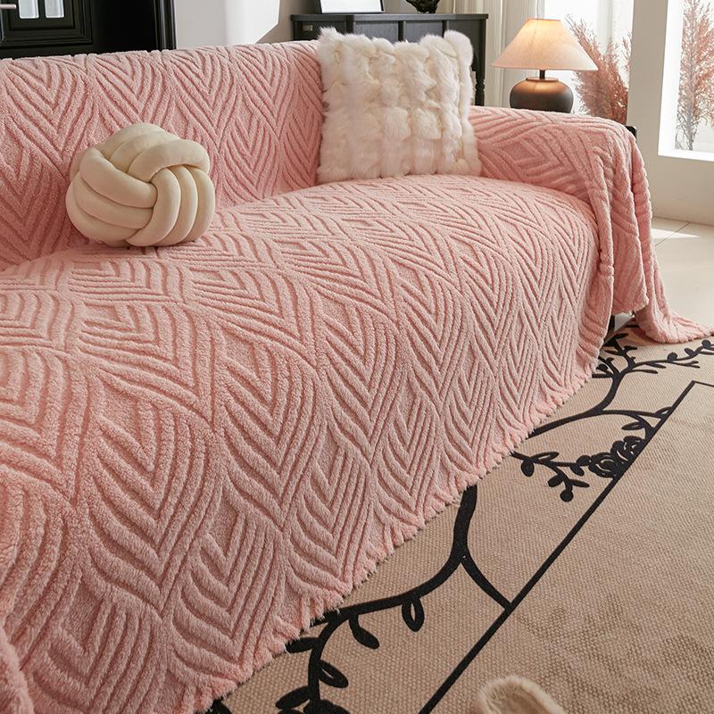Cremefarbener Wind Plüschsofa Handtuch All-inclusive Universal Herbst und Winter Verdickte Sofabezug Einfache Sofabezug Decke