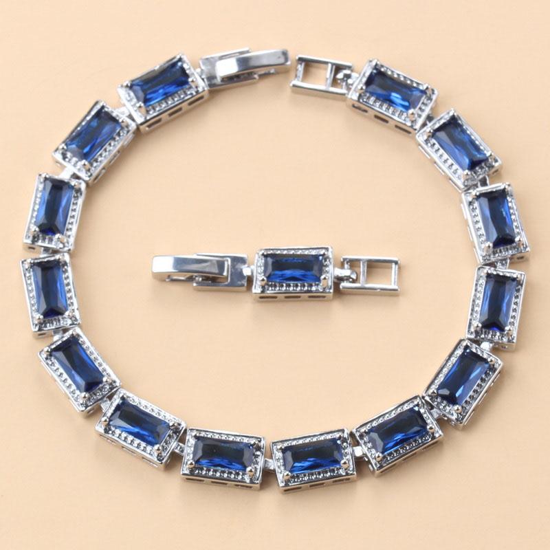 

13-Color Wedding Accessories 925 Silver Female Bracelet Bangle Blue Cubic Zirconia Bridal Jewelry for Women Free Shipping 18.5CM синий