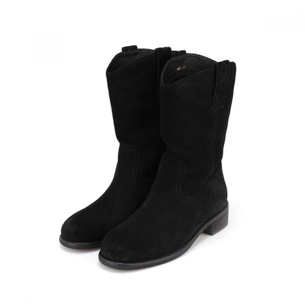 Barbara Suede Western Half Boots Bbh863bk 250mm