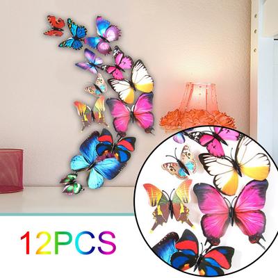 12PCS 3D PVC Magnet Butterfly DIY Wall Sticker Removable Refrigerator Magnets