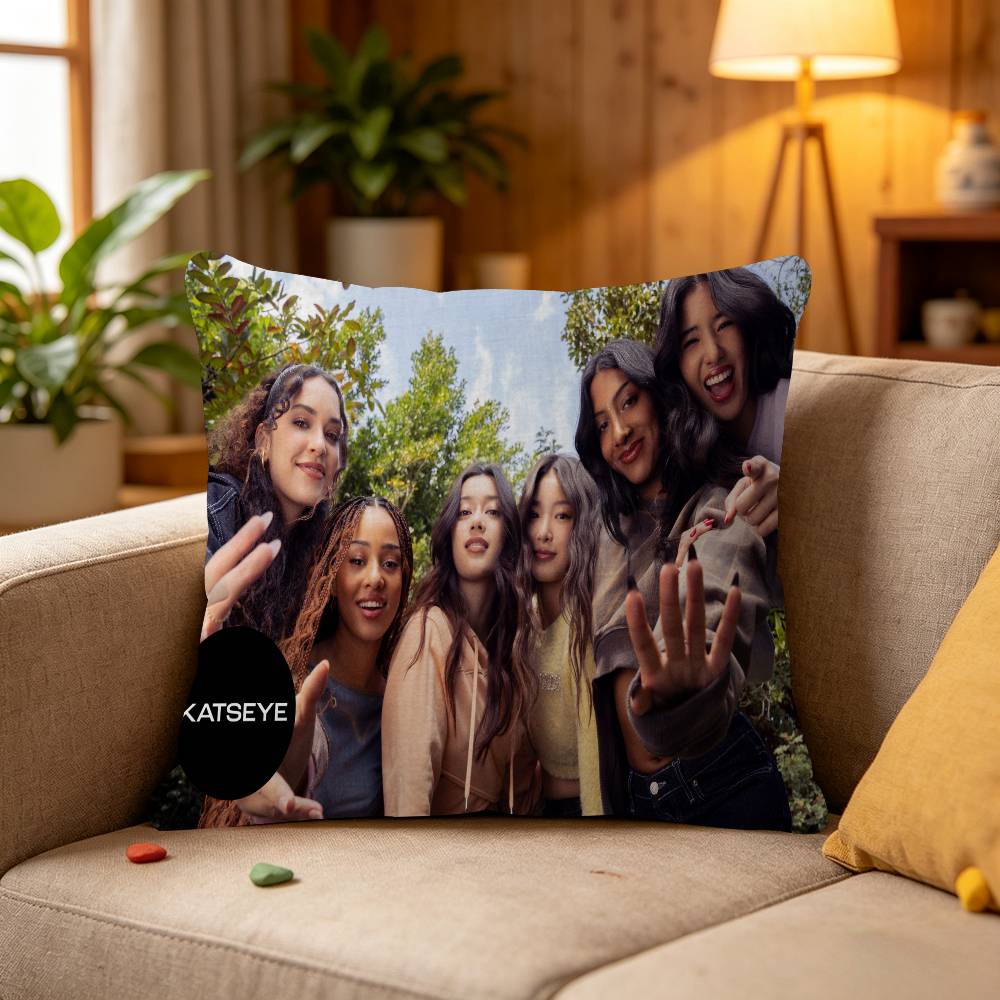 Korea Kpop Band K-Katseye Cushion Cover Inches Farmhouse Decor Home Throw Pillow Covers for Couch Decorations