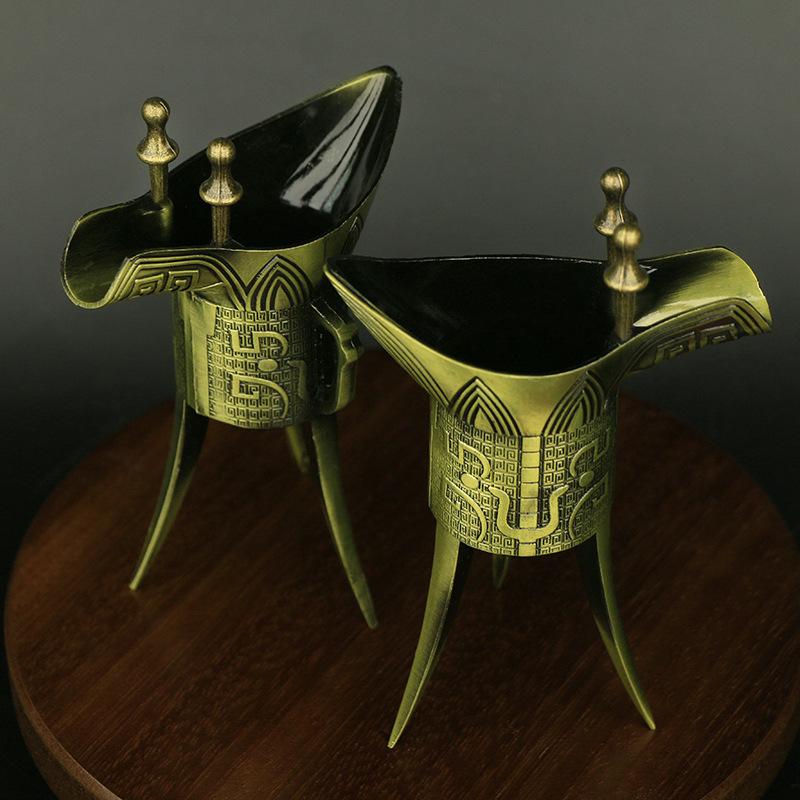 Chinese Ancient Cup Alloy Vintage Drinking Glasses Beverage Liquor Mugs Shot Glass Table Decorative Cups Home Decor Gift