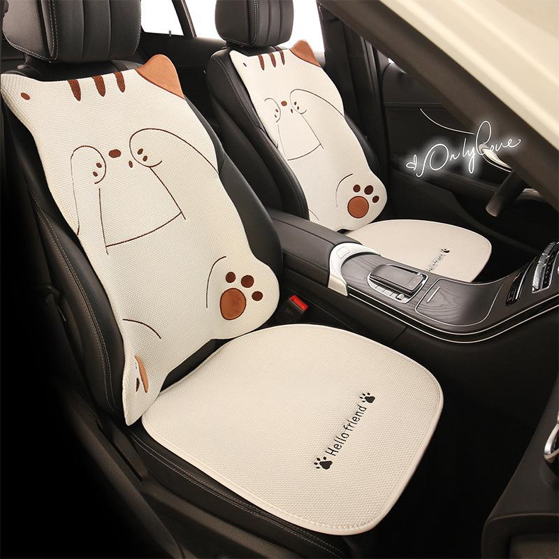 Cartoon Cute Girl Shy Cat Car Seat Cushion for All Seasons, Fits Volkswagen Golf, Bora, Sagitar, Tharu.