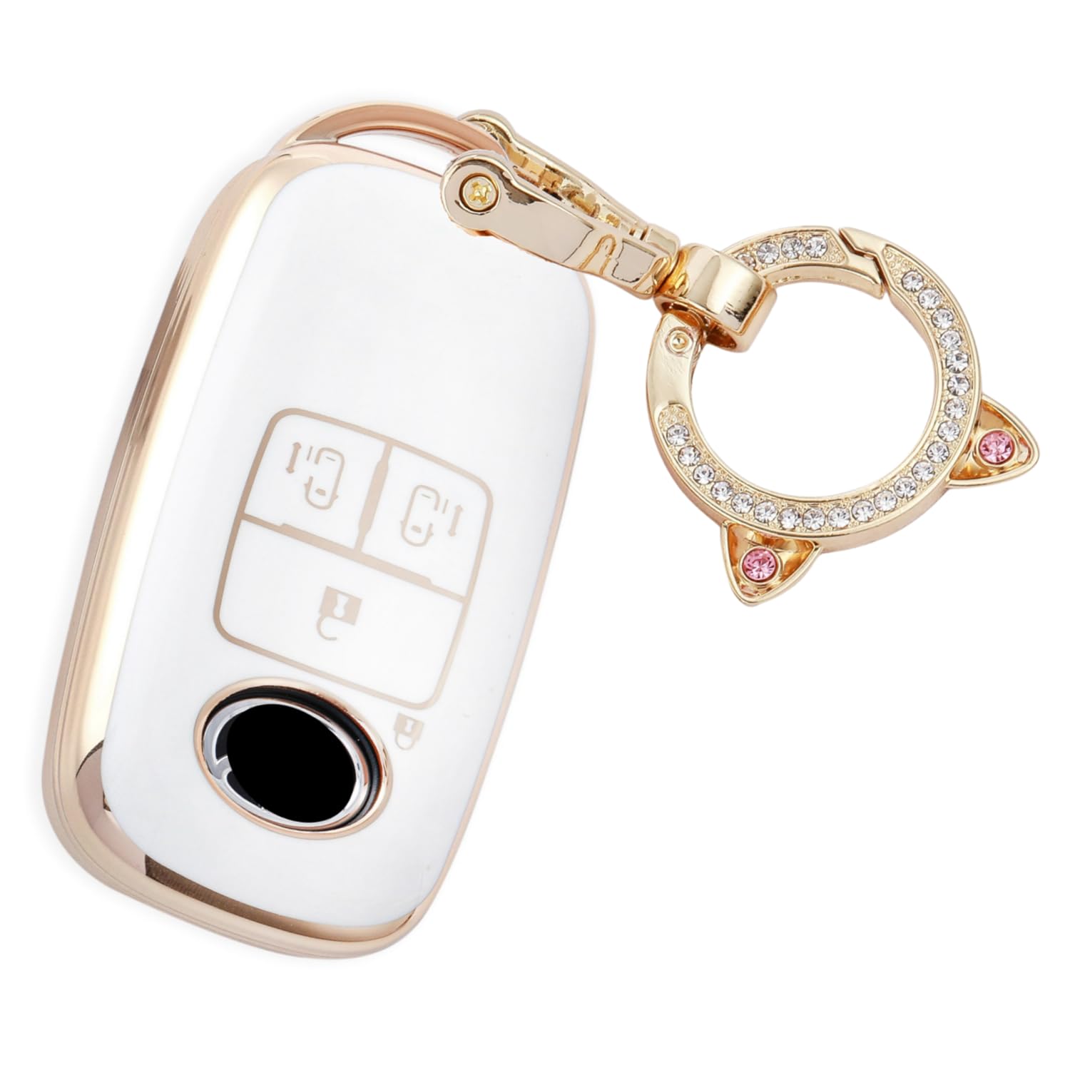 

Совместим с Daihatsu Toyota Rise New Taft Sky Toyota Roomy Tanto Custom LA650S LA660S Милый чехол для ключей с кошачьими ушками [Nacalikeey] Rocky, (Синий внедорожник) / белый