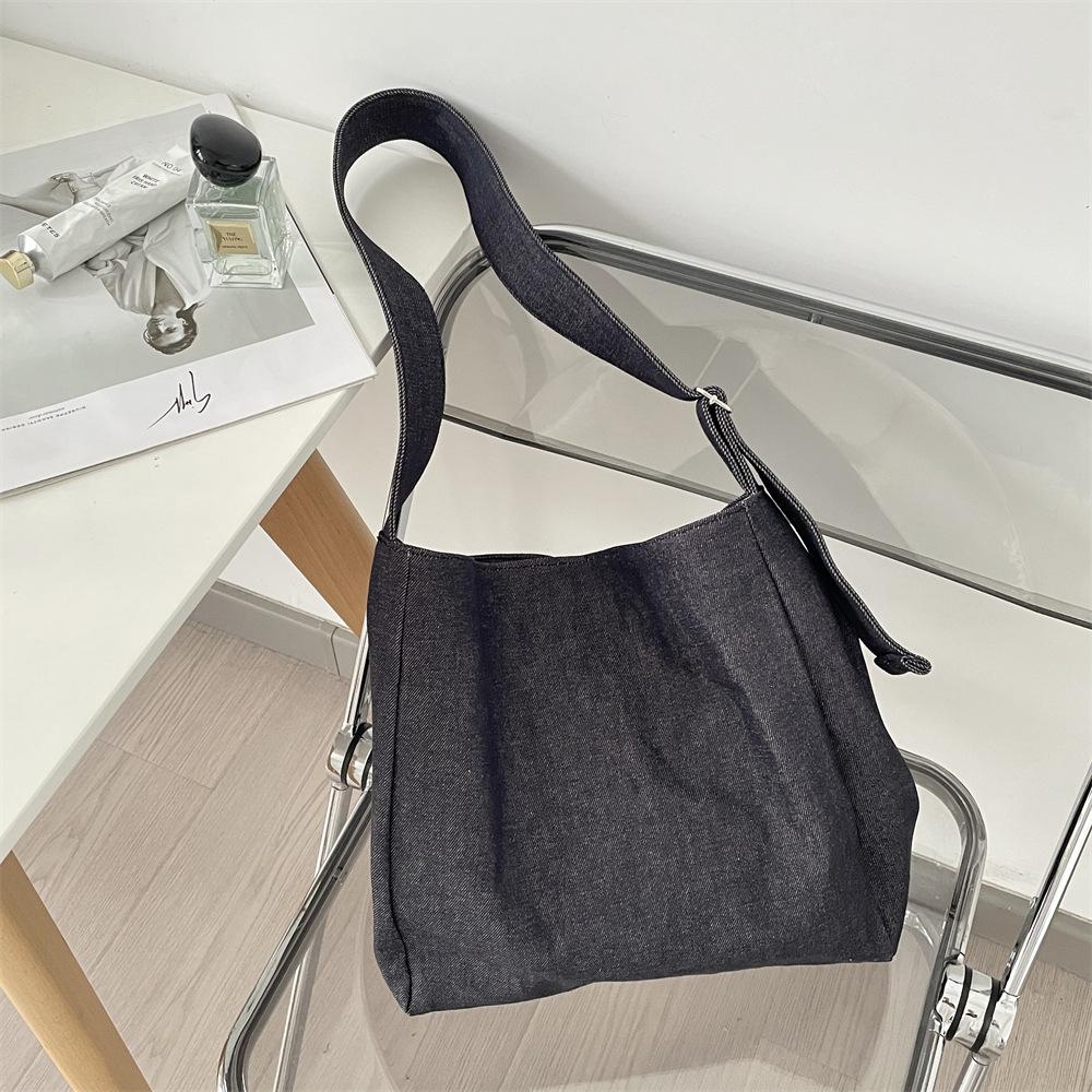 

Vintage niche tie-dye canvas bag summer casual large capacity shoulder messenger tote bag темно-синий