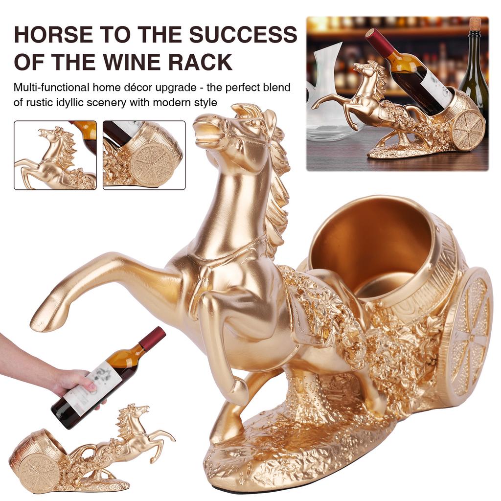Brown Horse Sculpture Wine Rack Freestanding Wine Bottle Holder Statue Wine Display Stand for Wine Lovers Restaurant Decor