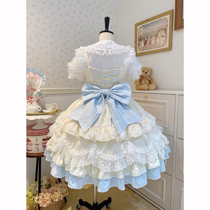 Summer Sweet Lolita Dress Cute Princess Lace Sweet Laminated Long