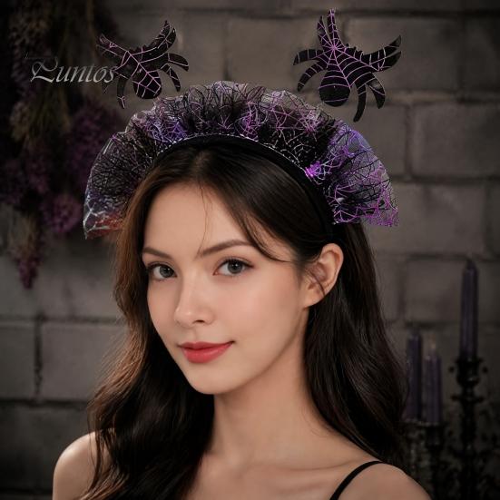 Cosplay Party Accessories Halloween Spider Headband, Web Mesh Hair Accessory, Non Slip Headband Masquerade Costume Accessory for Men Women Wizard