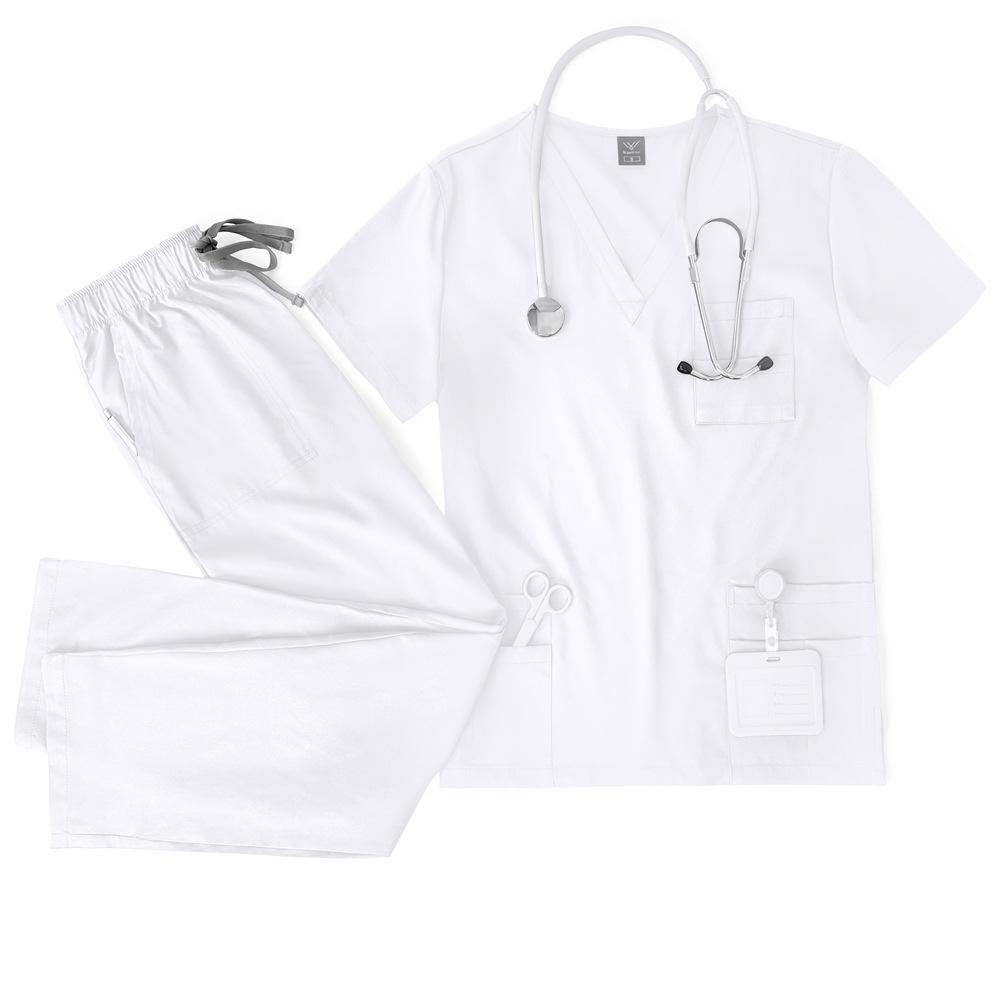 Unisex Medicinska Uniformer Män Kvinnor Sjukvårdskläder Laboratorium Skönhetskostym Sjuksköterskeskrubbar Set Läkare Tandläkare Arbetskläder Klinisk Topp Byxor