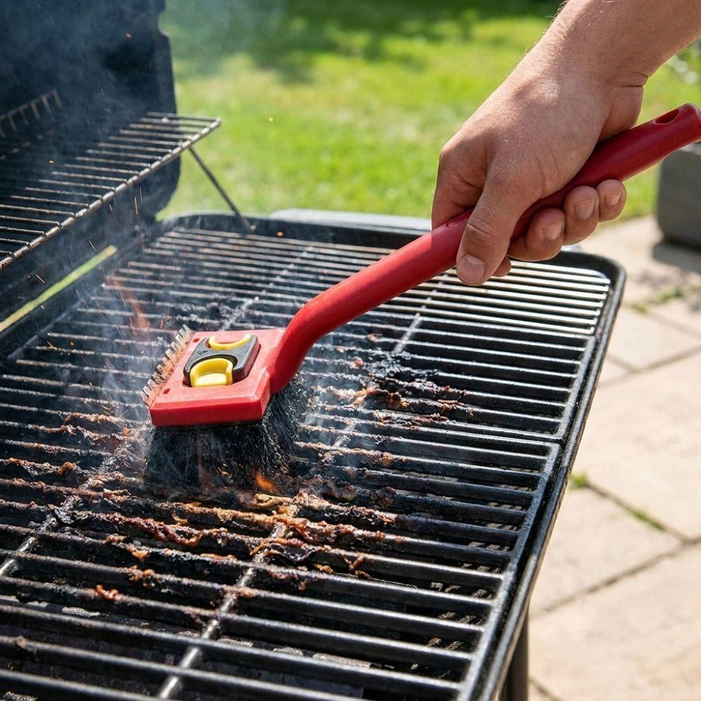Nerezový grilovací kartáč na čištění grilu Vyměnitelné podložky Kartáč na odstraňování mastnoty Pro domácí použití