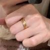 Three-Piece Suit~Delicate Red Diamond Ring with Dot Diamonds, Plain Gold Ring for Women, Sparkling Diamonds, Niche High-end Style, Stackable Ruby