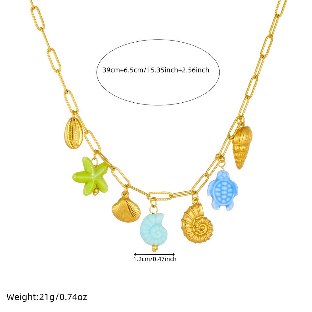 316L Edelstahl Frisch Spaß Seestern Muschel Schildkröte Muschel Anhänger Halskette Damen Meeres Serie Halskette Schmuck Geschenk
