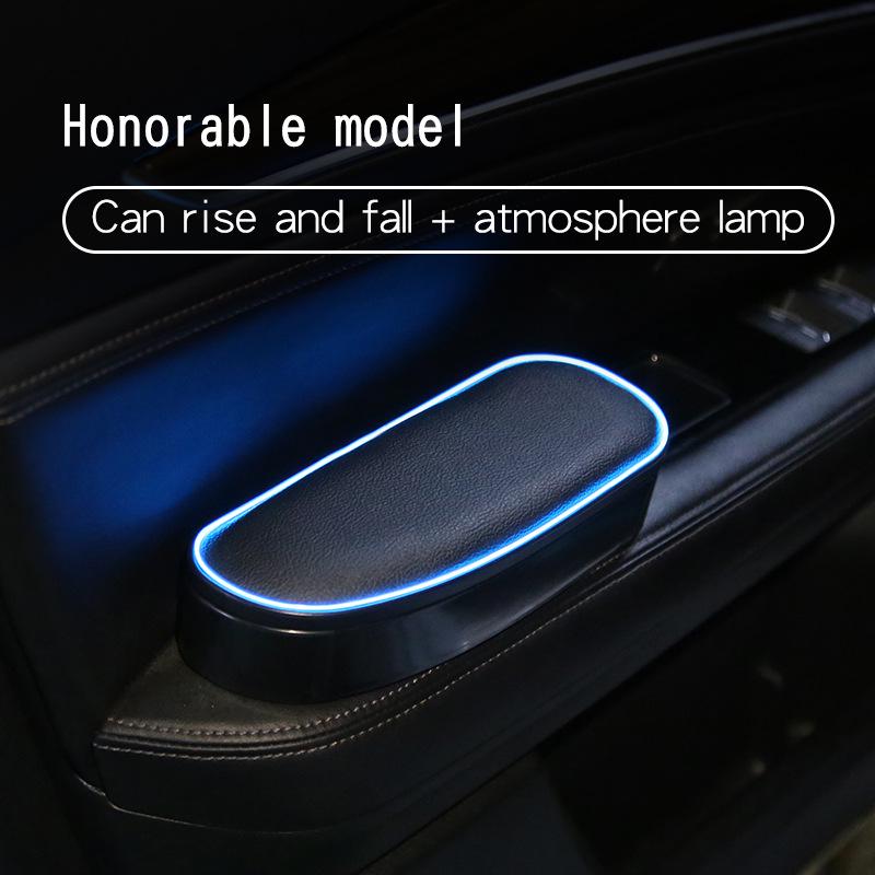 Universal Car Door Storage Box with Light: Left Elbow Rest and Armrest Pad