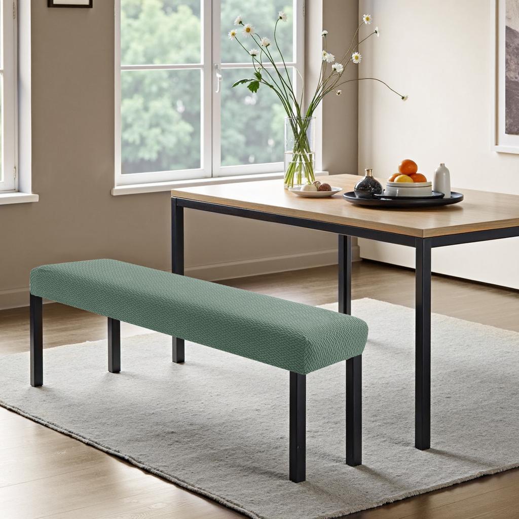 1PC Stretch Jacquard Dining Bench Cover Living Room Anti-Dust Removable Bench Slipcover Washable Bench Seat Protector