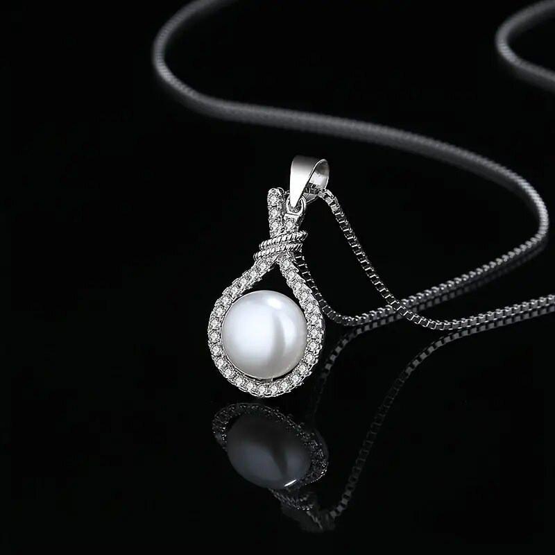 

925 Sterling Silver Pearl Pendant Necklace for Women Novel Design Bridal Wedding Accessories Party Gift Hot Trendy Jewelry