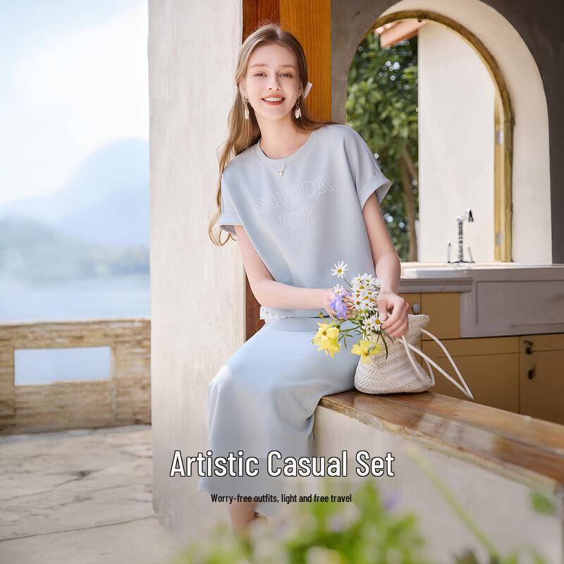 Women's Summer Lace T-shirt & Skirt Set