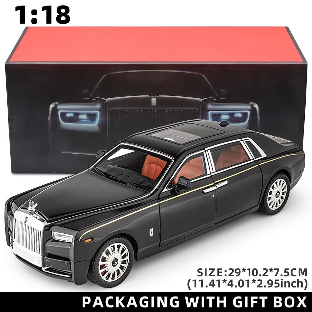1:18 Rolls-Royce Phantom Modellauto Sternenhimmel Dach Schiebedach Zinklegierung Rückziehspielzeug Druckgussauto mit Ton und Licht Realistische Sammlung Ornamente