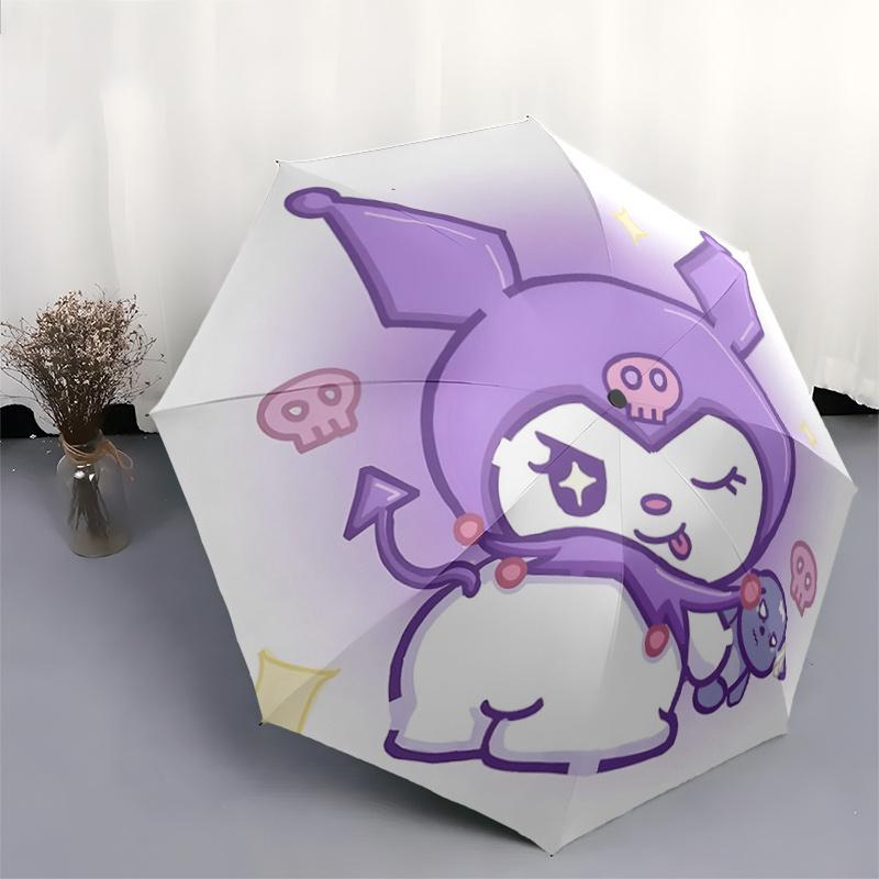 1pc Naughty Kuromi Fully Automatic Folding Portable Umbrella, 8 Steel Frames, Three-Fold Design, Suitable for All Seasons, Suitable for Outdoor Use.V0